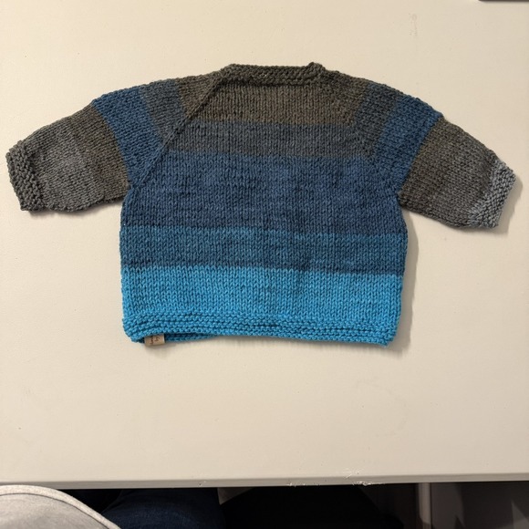 Handmade Toddler Cardigan, Unisex Beautiful Blues/Greys 2-3T see measurements - Picture 9 of 11